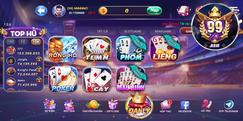 Danh sách game bài trực tuyến tại 99vina