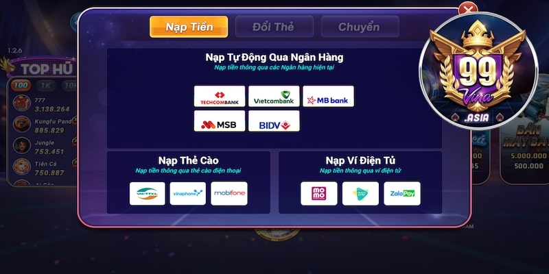 Nạp tiền liền tay nhận khuyến mãi 99vina