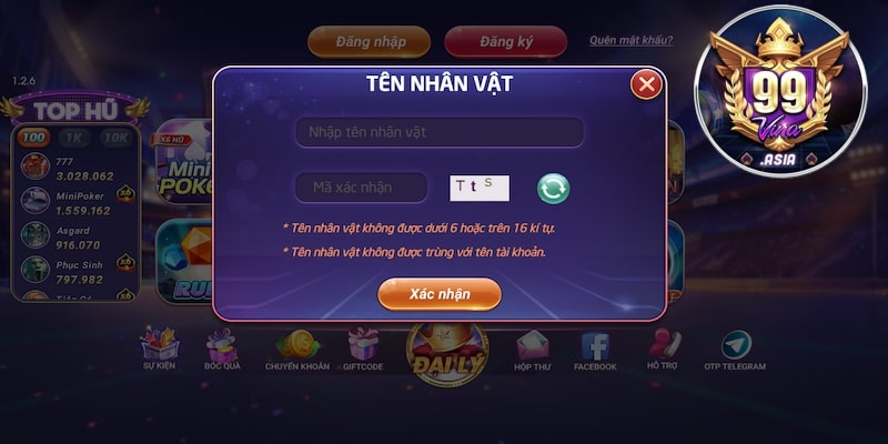 Tạo tên hiển thị khi đăng ký 99vina