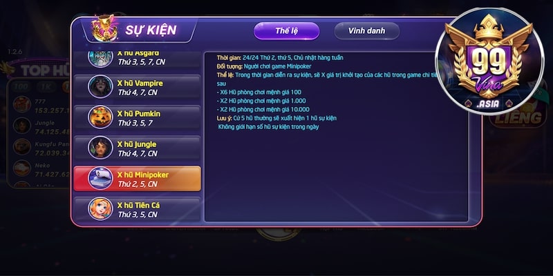 X hũ Minipoker 99vina quà siêu lớn